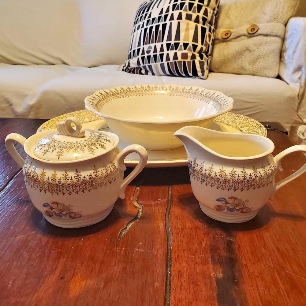 Vintage 22k & 23k Gold Filagree Serving Dishes "French Saxon & Symphony by Salem